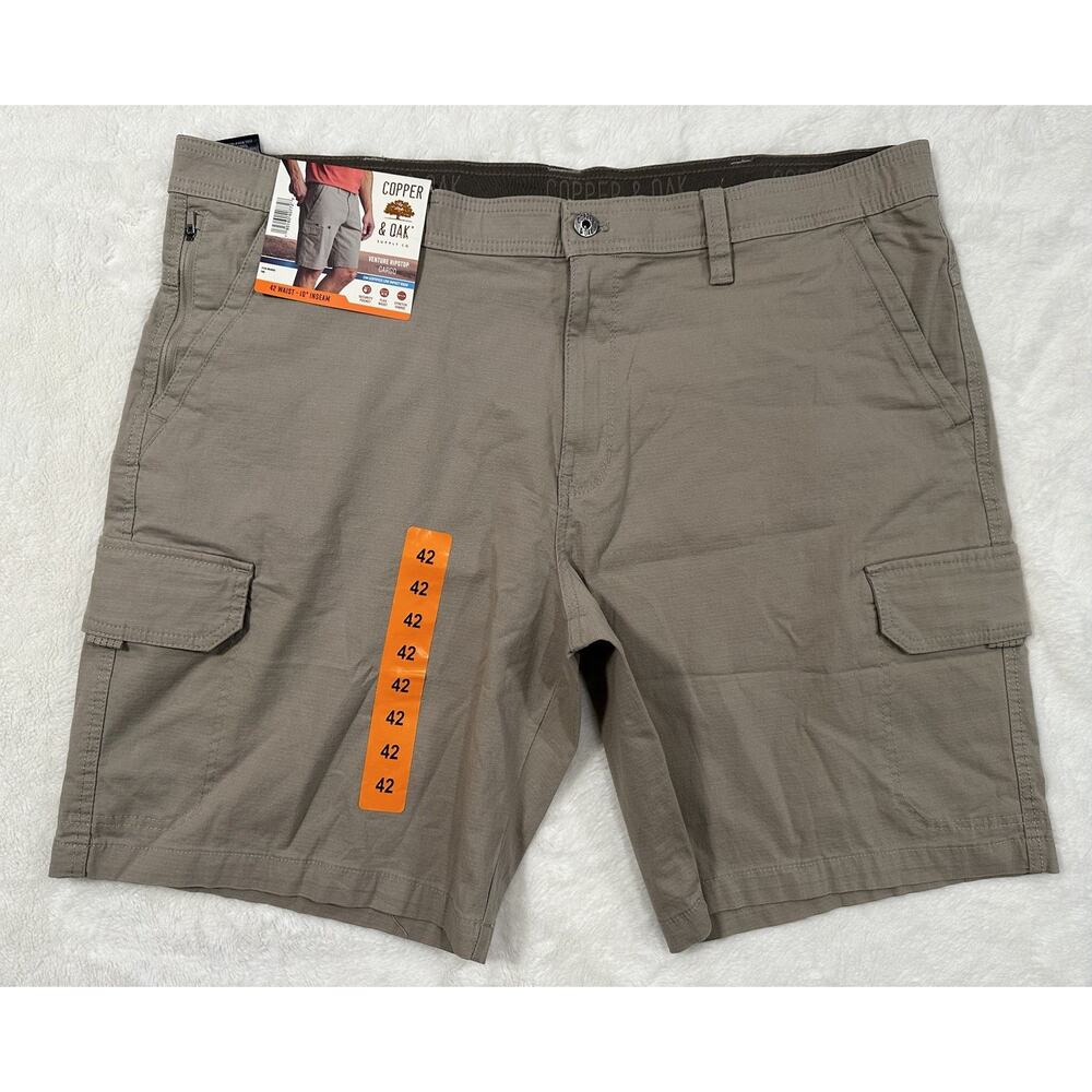Copper and Oak Men's Cargo Shorts 42" Ripstop Security Pocket Flex Waist Stretch